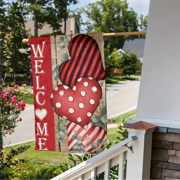 Happy Valentines Day Hearts Garden Flag, 12" X 18" - Picture 1 of 2